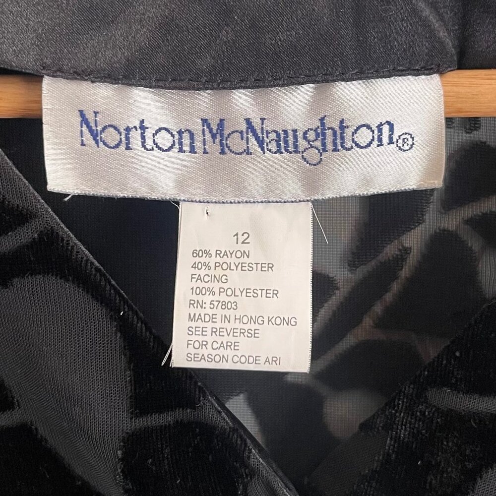Norton McNaughton Blouse 12 Y2K Burnout Velvet Vampy Whimsigoth Fairy Grunge - Picture 3 of 7